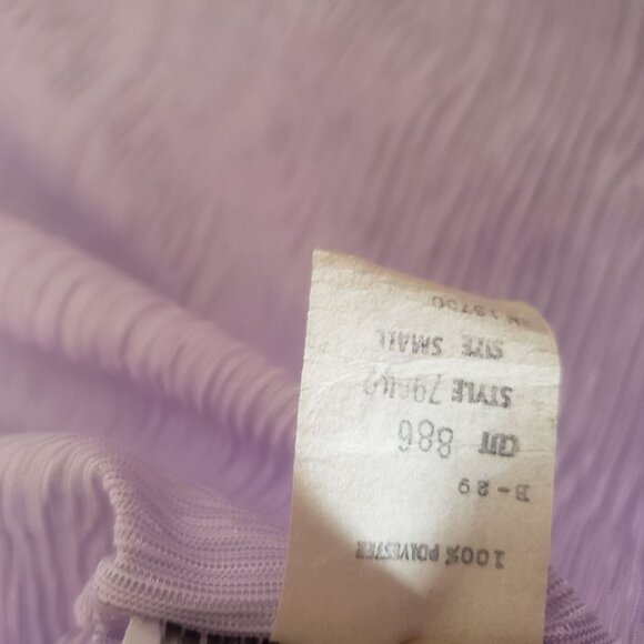 Vintage 1970s Lilac Textured Satin‎ Full Robe Lace Collar Delicate Feminine Glam - Picture 6 of 9